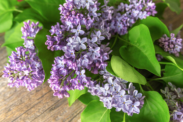 Beautiful delicate lilac flowers in a bouquet.