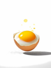Egg yolk isolated on white background. 3D illustration. An egg with a sunny side up egg in it.  AI
