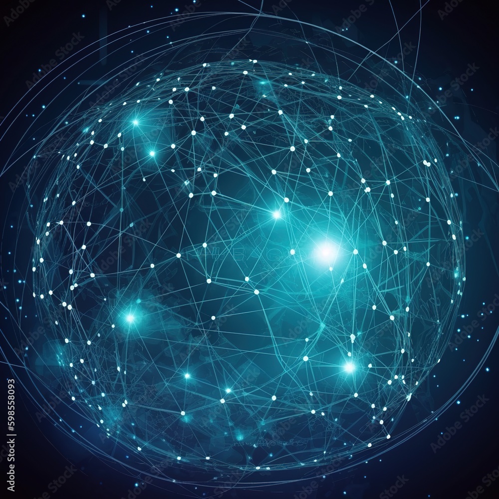 Poster abstract background with stars. earth with space for text. global network. generative ai