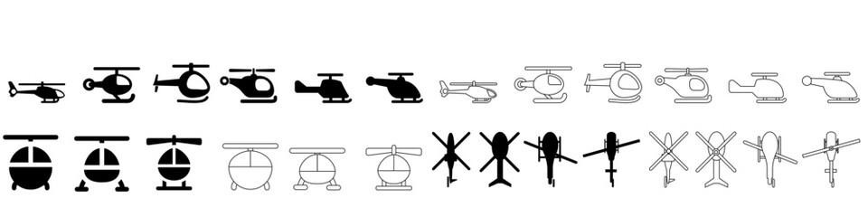 Fototapeta na wymiar Helicopter vector icon set. aircraft illustration sign collection. fly symbol. airline logo isolated on white background.