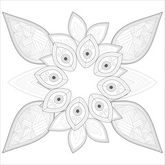 Printable Doodle flowers in monochrome for coloring page, cover, wedding invitation, greeting card, wall art isolated on white background. Hand drawn sketch for adult anti stress coloring page.