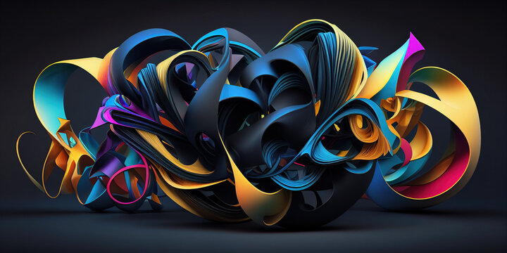 intricate 3d  filaments, mobius strip 3d. ai generated
