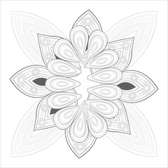 Decorative Doodle flowers in black and white for coloring book, cover or background. Hand drawn sketch for adult anti stress coloring page.-vector 