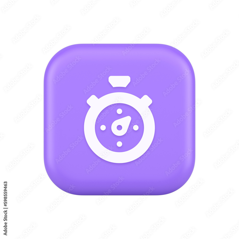 Poster stopwatch button timer speed time counting application panel interface 3d realistic icon