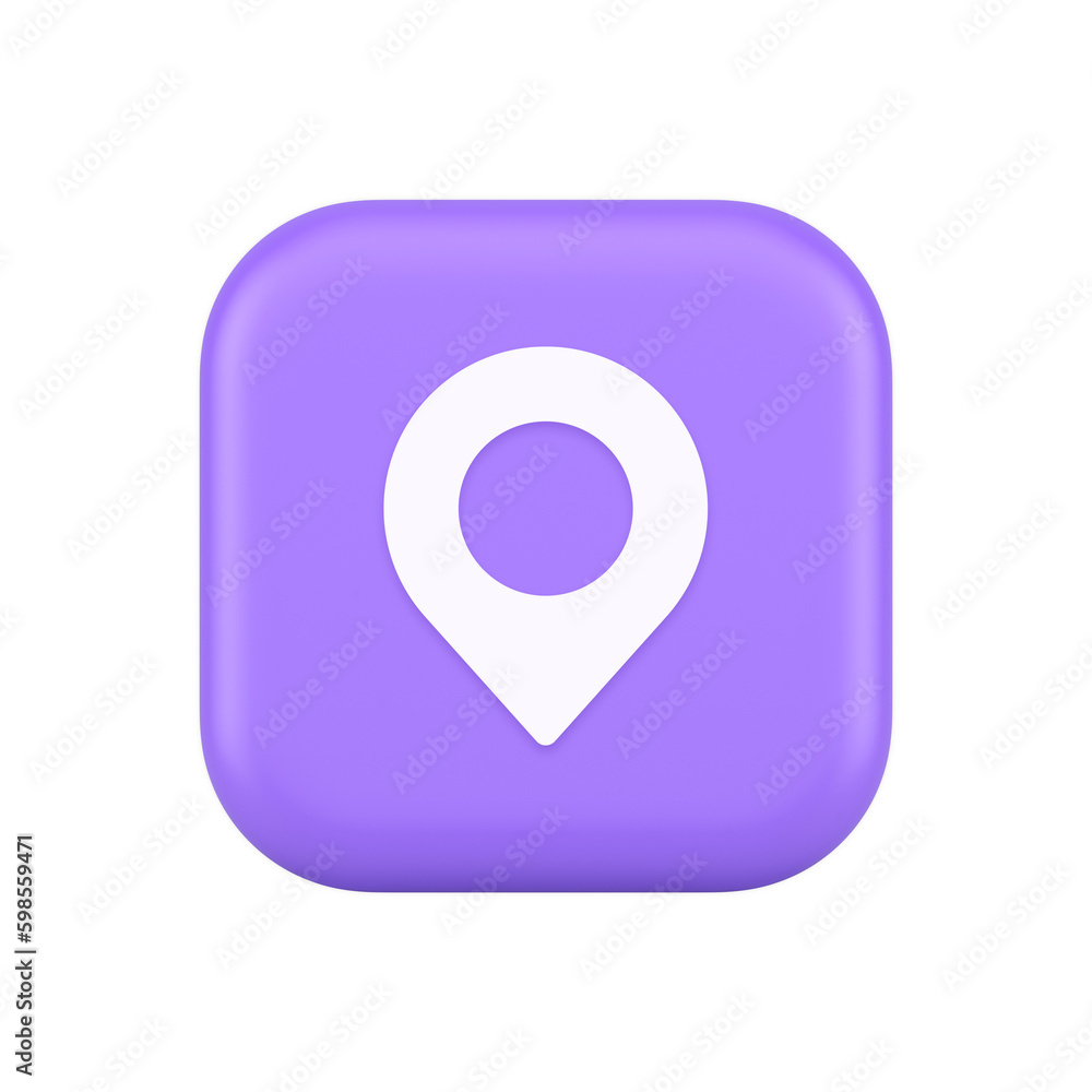 Poster gps map pin location service button application direction distance pointer 3d realistic icon