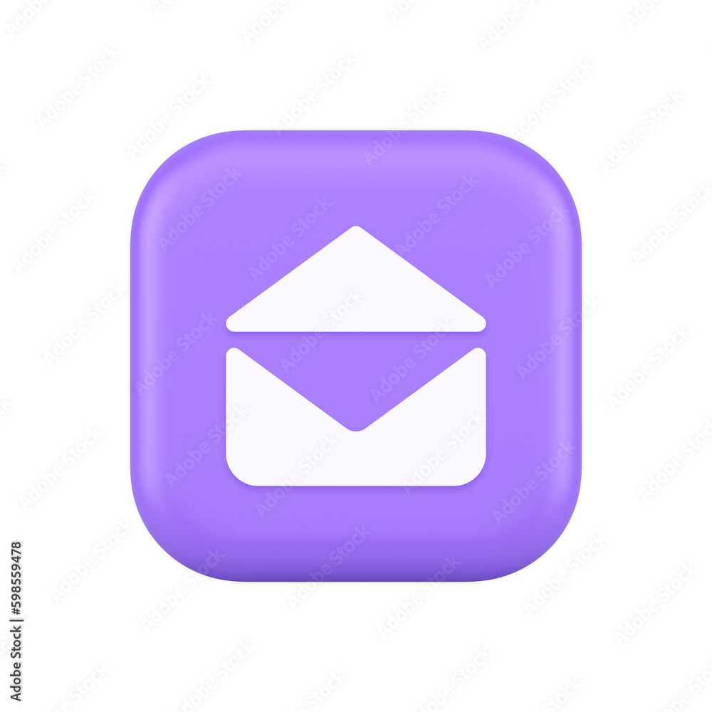 Poster email open envelope letter received incoming message button 3d realistic icon