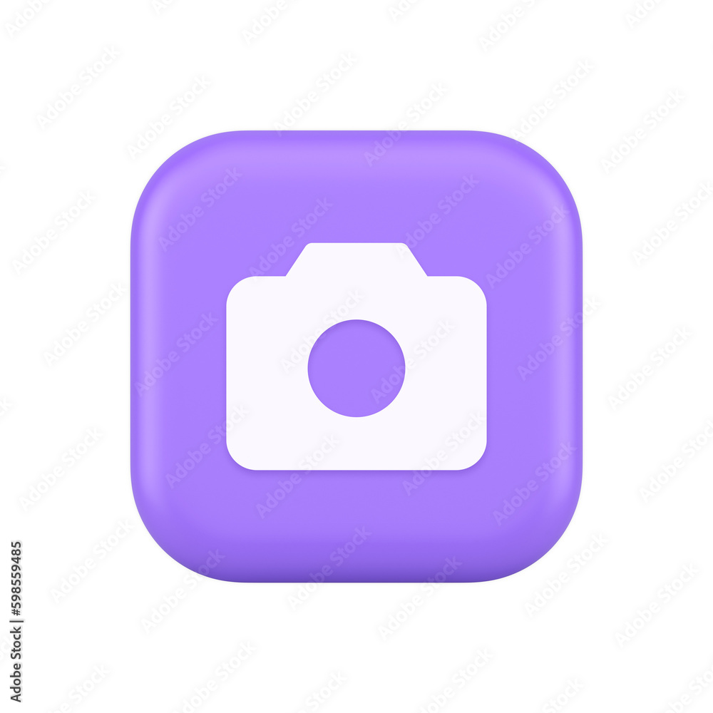 Poster camera multimedia application content creation digital button 3d realistic icon