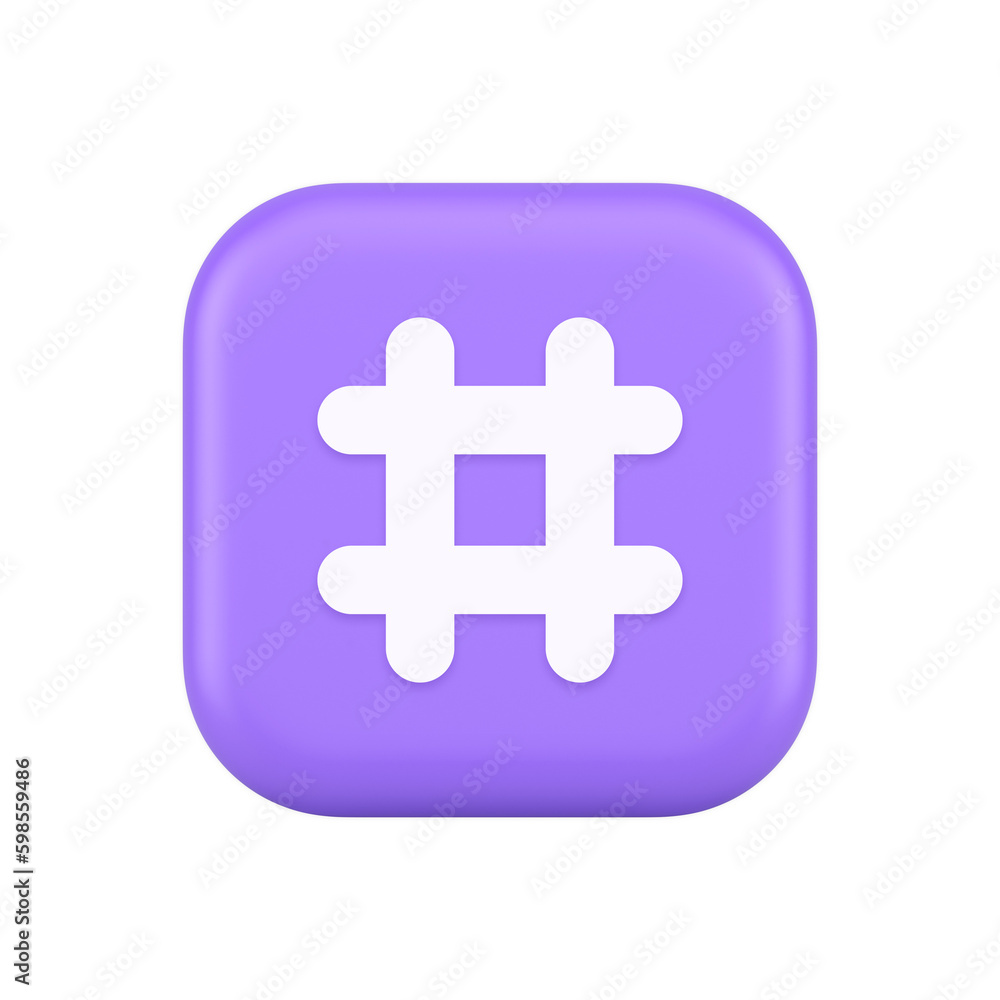 Aufkleber hashtag button social network media communication symbol internet message key 3d icon