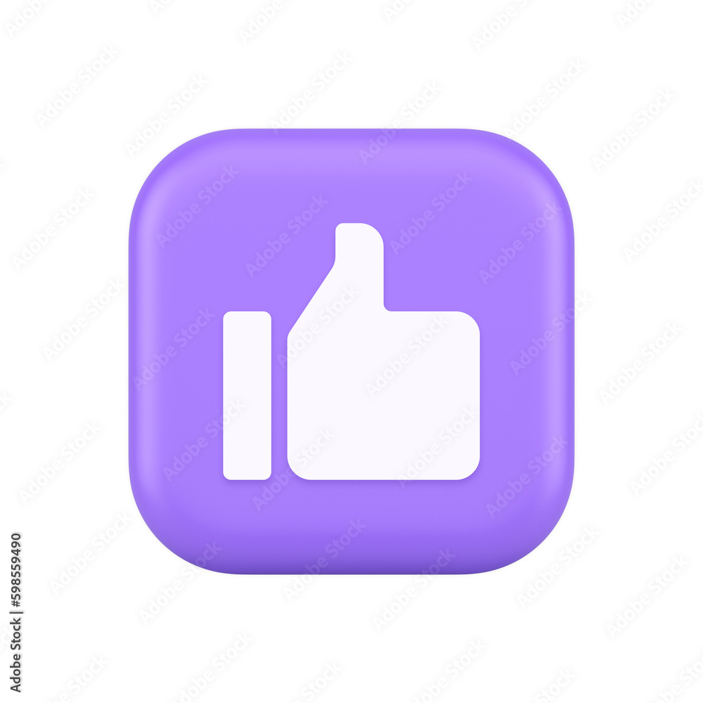 Poster thumb up like cool button cyberspace approve acceptance communication 3d realistic icon