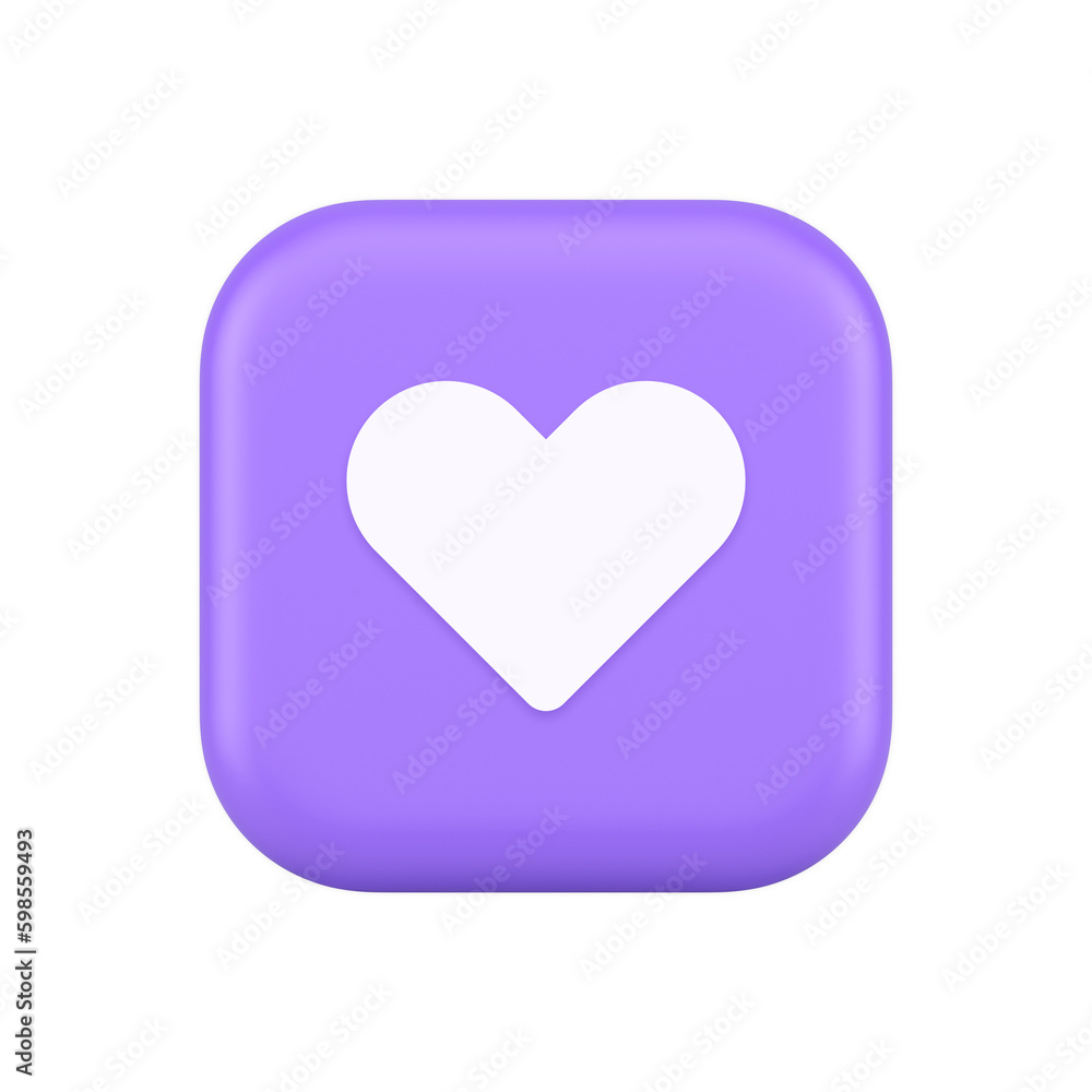 Poster dating application mobile interface button with heart social network communication 3d icon