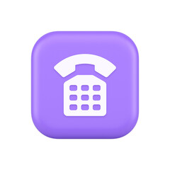 Phone customer support call contact connect button retro telephone handset 3d realistic icon