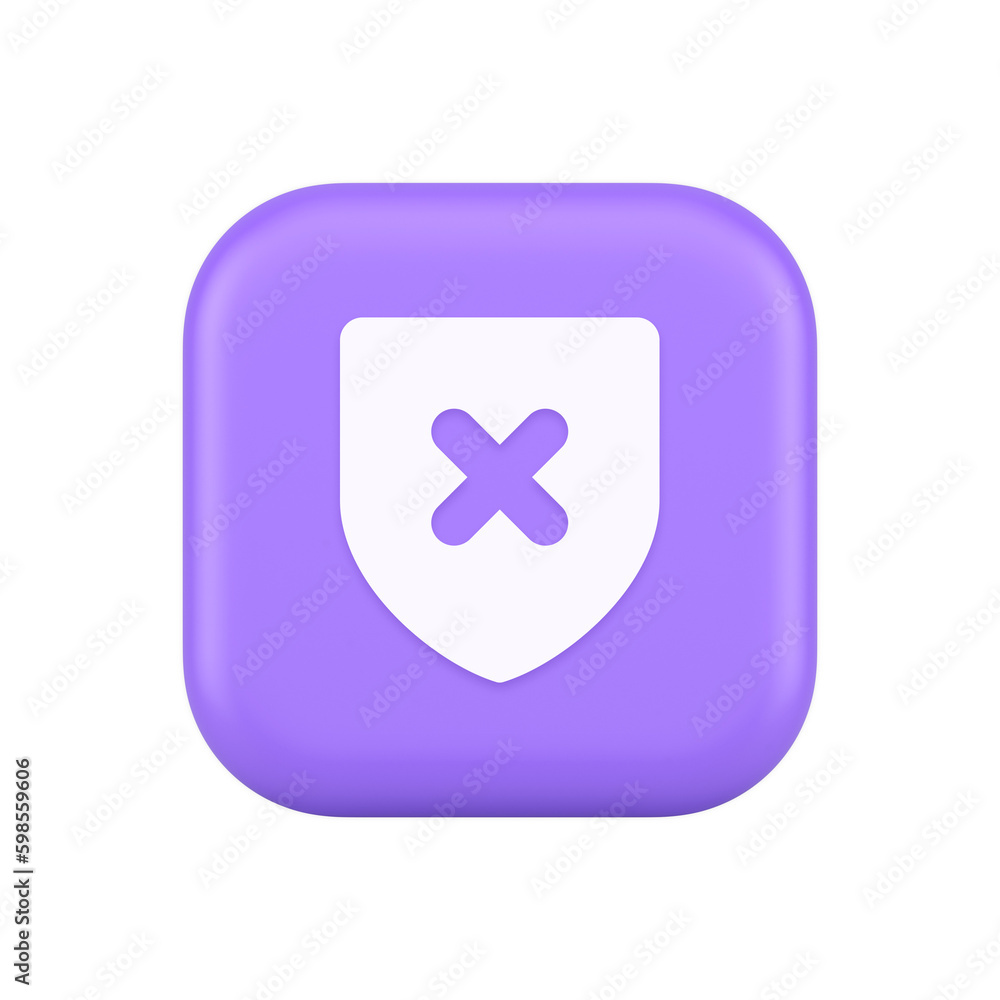 Poster decline shield button cross mark wrong unsend defense virtual guard 3d realistic icon