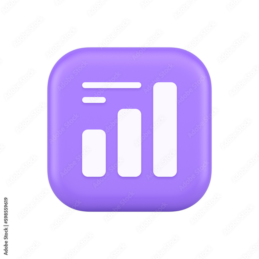 Poster bar graph business analyzing button diagram profit progress stock market stats 3d icon