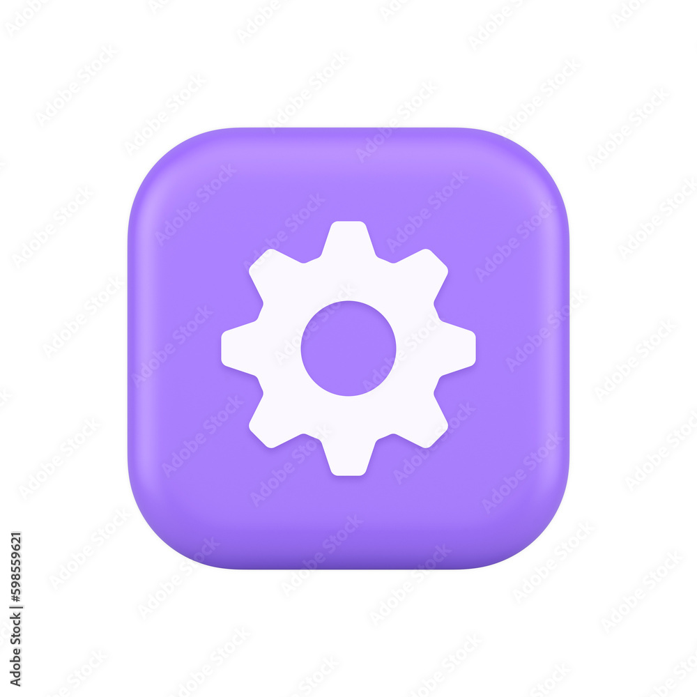 Poster cog gear button web technology setting repair business interface 3d realistic icon