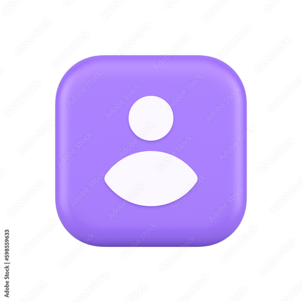 Poster member user personal data button human avatar character social character profile 3d icon