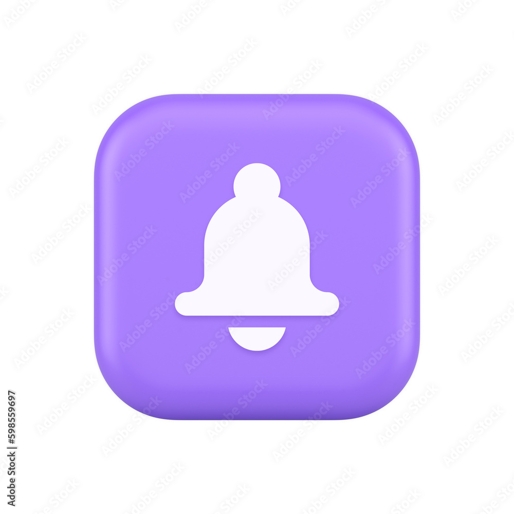 Aufkleber bell ring audio sound button signal push reminder cyberspace interface notification 3d icon