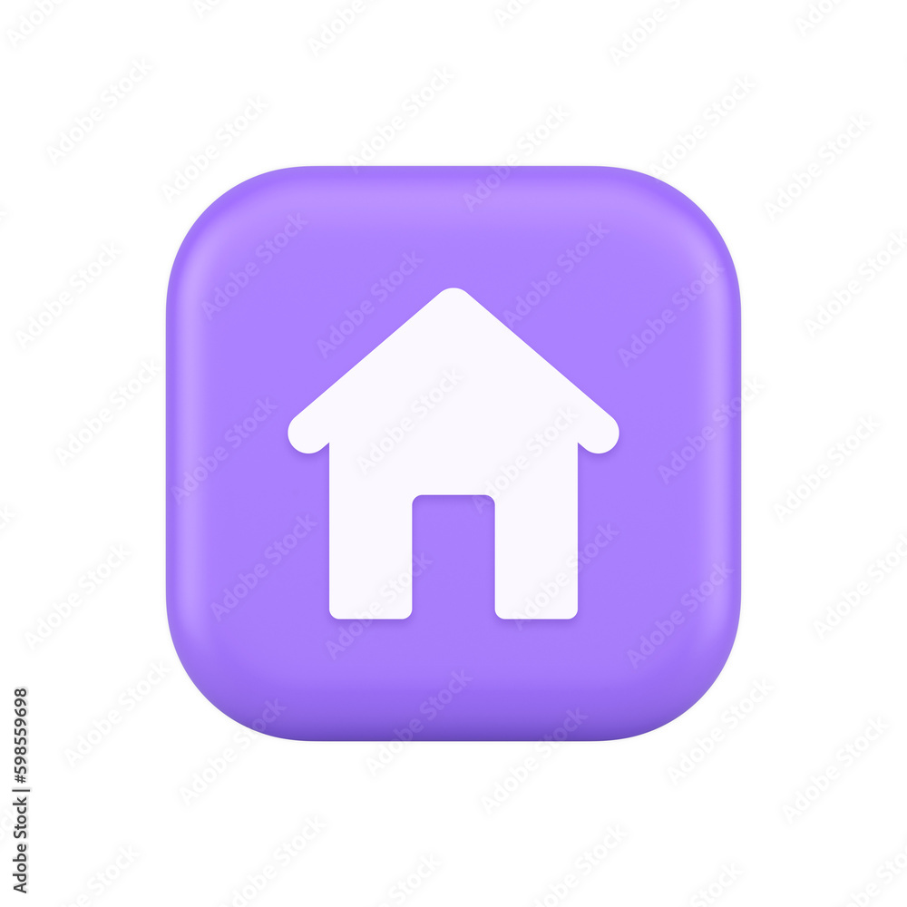 Poster home page button house web symbol cyberspace application interface 3d realistic icon