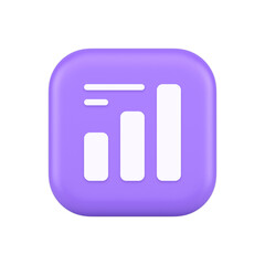 Bar graph business analyzing button diagram profit progress stock market stats 3d icon