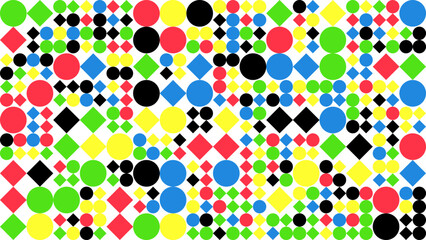 Colourfu geometric mosaic seamless pattern illustration with creative abstract shapes. Modern style background print. Trendy bright symbols and minimalist shape texture, geometry collage. Vector