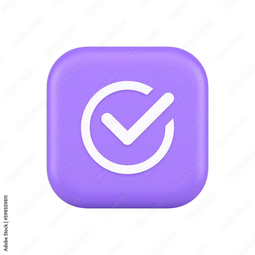 Poster checkmark in circle done approved button ok acceptance positive vote enter 3d realistic icon