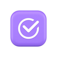 Checkmark in circle done approved button ok acceptance positive vote enter 3d realistic icon © provectors