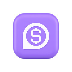 Bank money exchange map pin pointer button cash location dollar symbol web app design 3d icon