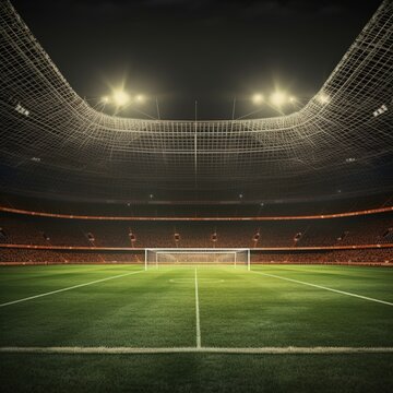 Ready to kick the penalty and score a goal inside area at the stadium. generative AI