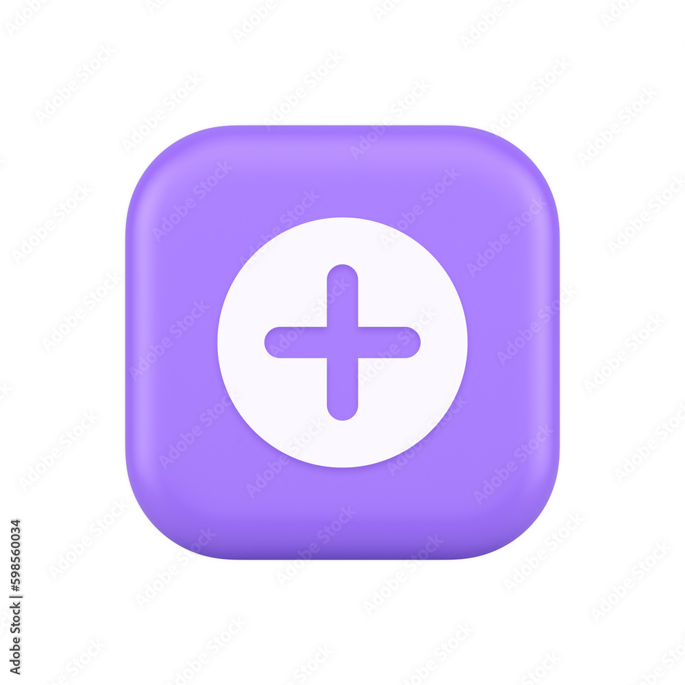 Poster plus add button mathematical addition symbol 3d realistic icon