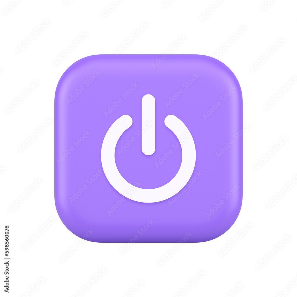 Poster shutdown turn on off button energy switch power start stop web app design 3d realistic icon
