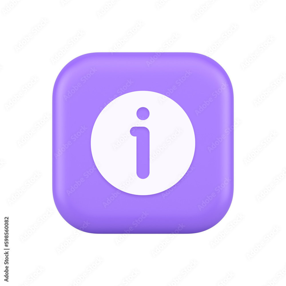 Poster info button information character faq question answer help support web app 3d realistic icon