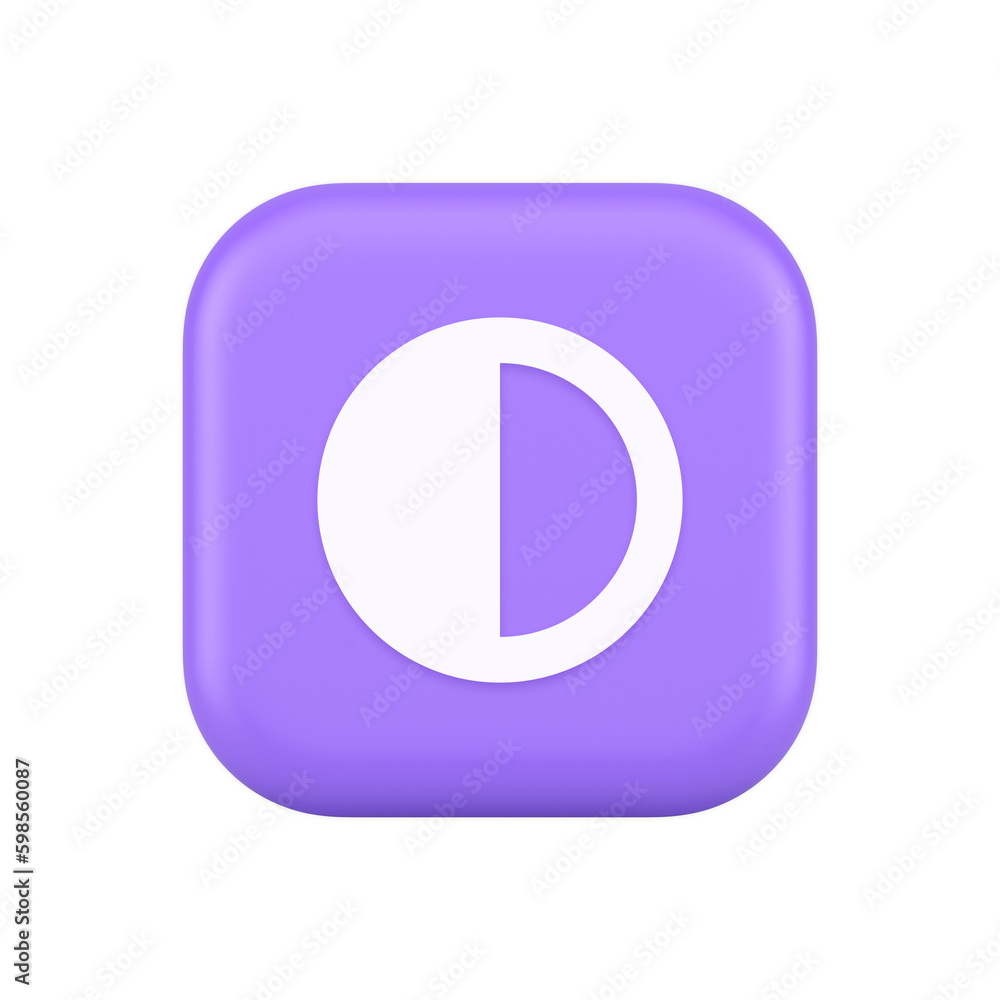 Poster brightness contrast button display control connection web app 3d realistic icon