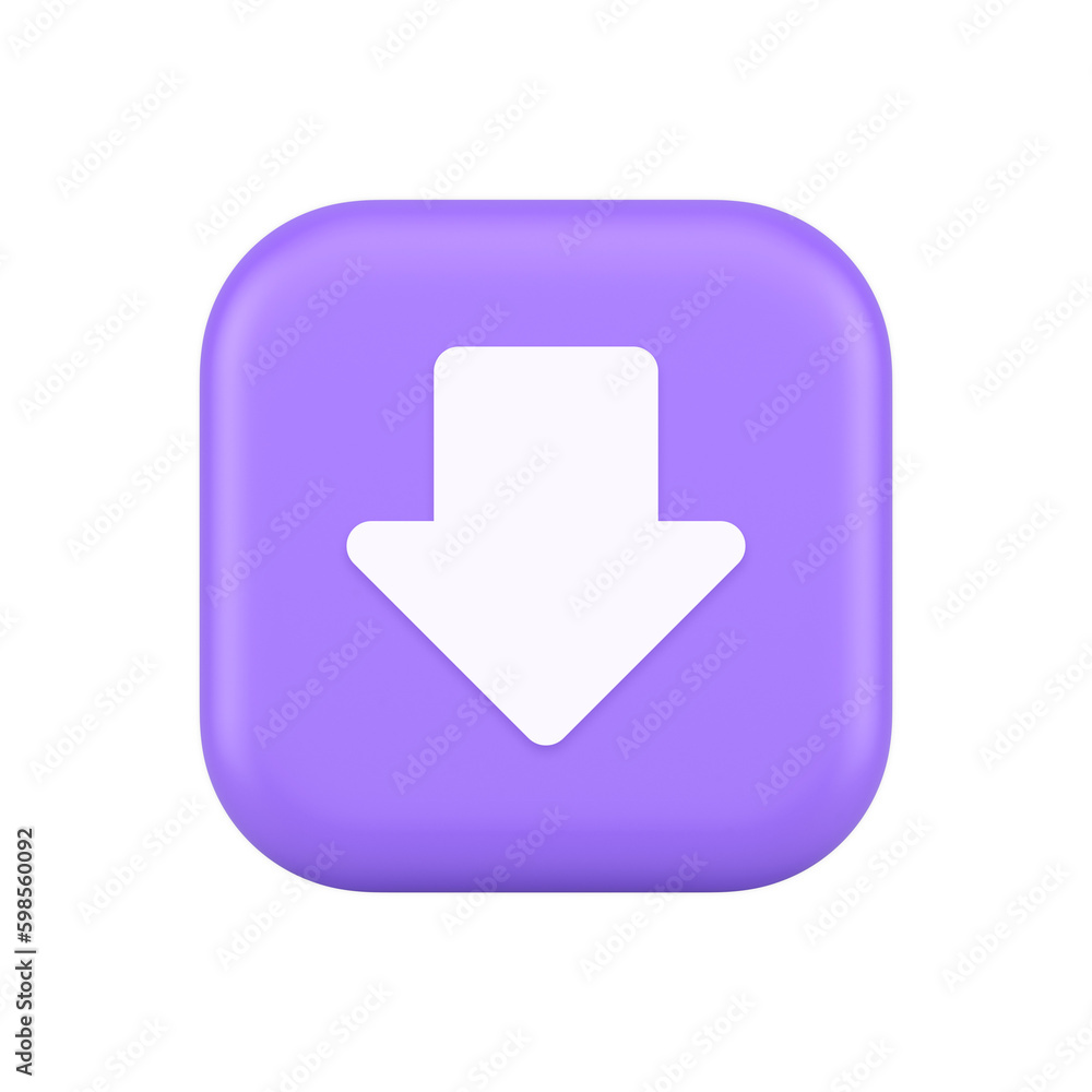 Poster arrow down button keyboard navigation pointer cyberspace downloading web app 3d icon