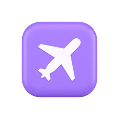 Airplane plane travel button flying vehicle commercial jet navigation 3d realistic icon