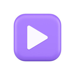 Play button triangle right arrow multimedia content player web app design 3d realistic icon