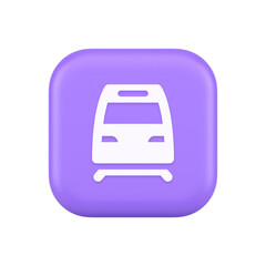 Train railway subway locomotive button rail passenger transportation travel 3d realistic icon