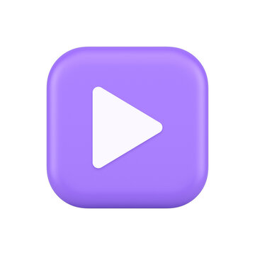 Play button triangle right arrow multimedia content player web app design 3d realistic icon