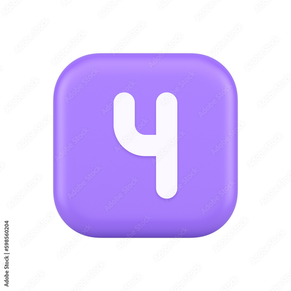 Poster four number purple squared button keyboard interface financial calculation service 3d icon