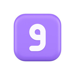 Nine number purple button calculation math financial budget web app 3d realistic icon