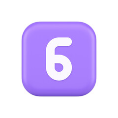 Six purple button number calculator finance counting user interface keyboard panel 3d icon