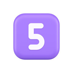 Five character calculator keyboard purple button financial counting 3d realistic icon