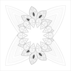 Decorative Doodle flowers in black and white for coloring book, cover or background. Hand drawn sketch for adult anti stress coloring page.-vector 