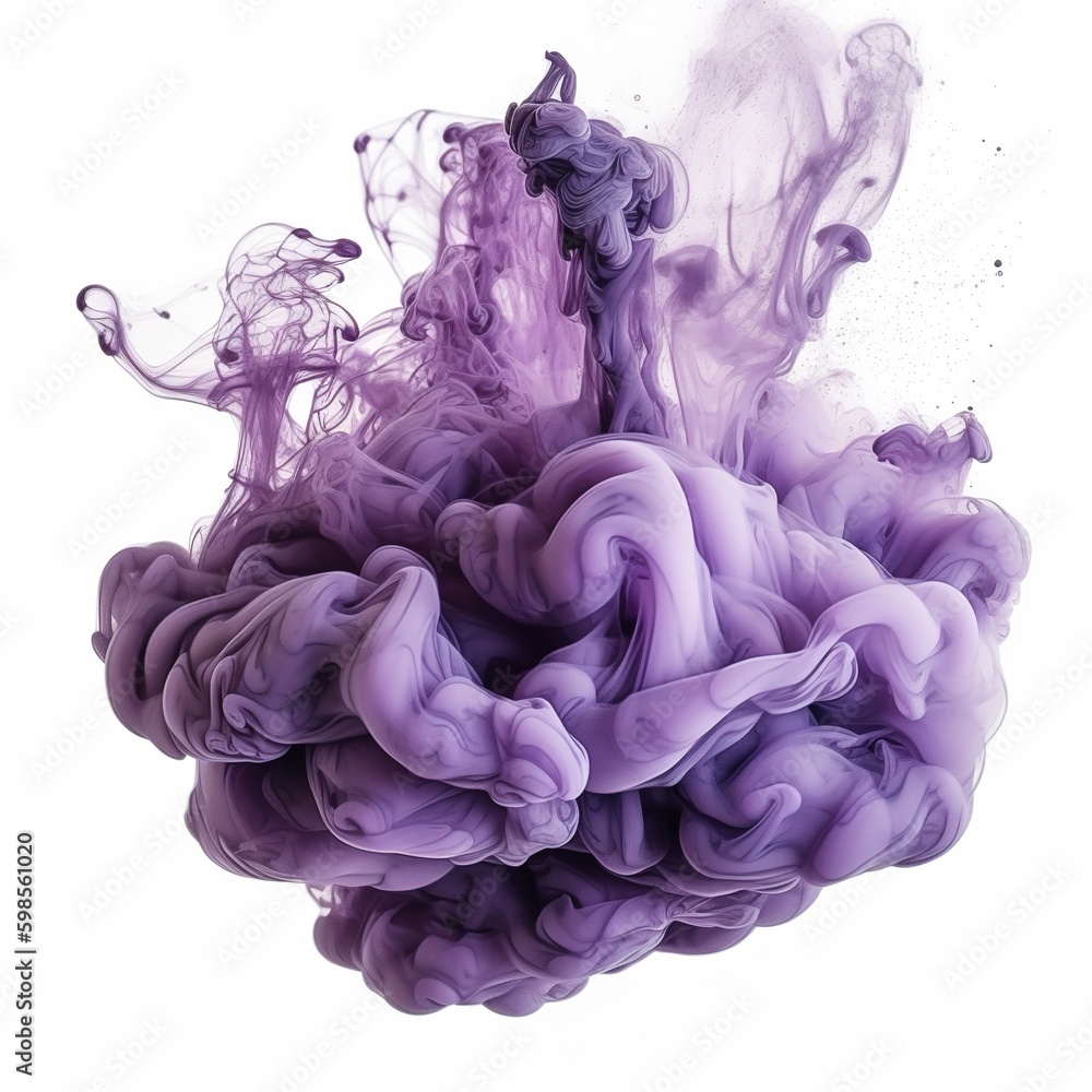 Sticker Violet pastel ink smoke cloud in water. generative AI