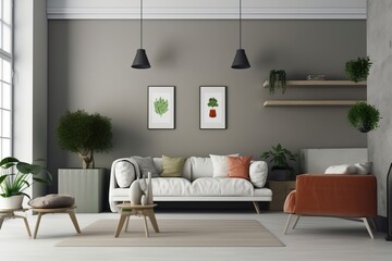 Elegant classic interior with a sofa, generative ai
