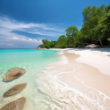 tropical beach with white sand. generative AI