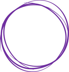 Violet circle line hand drawn. Highlight hand drawing circle isolated on background. Round handwritten circle. For marking text, note, mark icon, number, marker pen, pencil and text check, vector