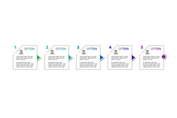 Vector Infographic template for business plan, strategy, roadmap, workflow ,options. 5 Steps Modern minimal timeline diagram creative style, different color rectangle shapes