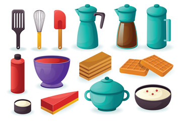 Confectionery kitchen utensils set. This illustration is a set of kitchen utensils designed in a flat, cartoon style. Vector illustration.