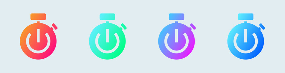 Stopwatch solid icon in gradient colors. Timer signs vector illustration.