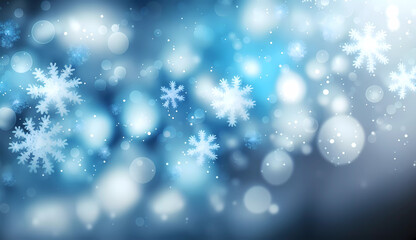 Fototapeta na wymiar Snowflakes on a blue background. bokeh. Christmas. Generative AI