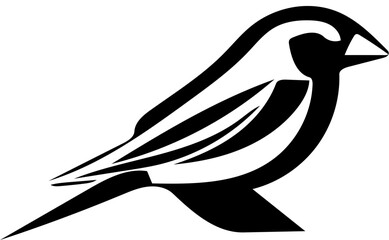 Black and white logo of a finch, vector illustration of a bird